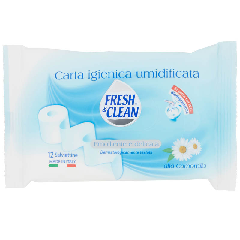 FRESH & CLEAN - Carta igienica umidificata - 12 salviette emollienti e  delicate