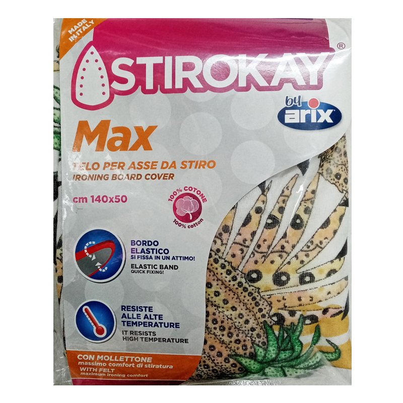 ARIX STIROK Max Telo per Asse da Stiro in cotone con bordo elastico bianco  marrone 140x50cm - Il Mio Store
