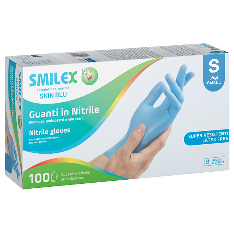 SMILEX skin blu pro GUANTI IN NITRILE monouso - S small 6/6,5