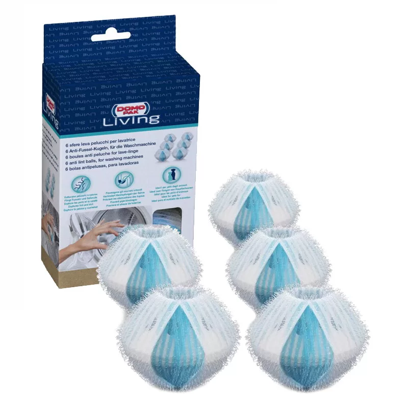 Förvara - Anti Lint Balls for Washing machines, Set of 6, SFERE LEVA  PELUCCHI, Ø 5,5 cm, Blue